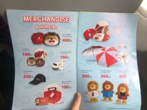 タイ・ライオンエアの機内販売メニュー